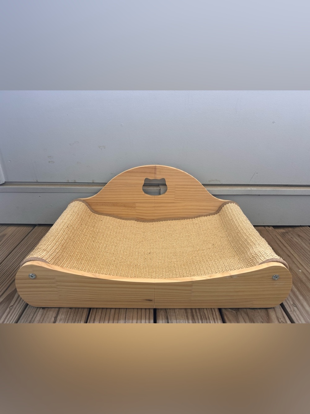 Wooden Cat Scratching Lounger in Natural Tan